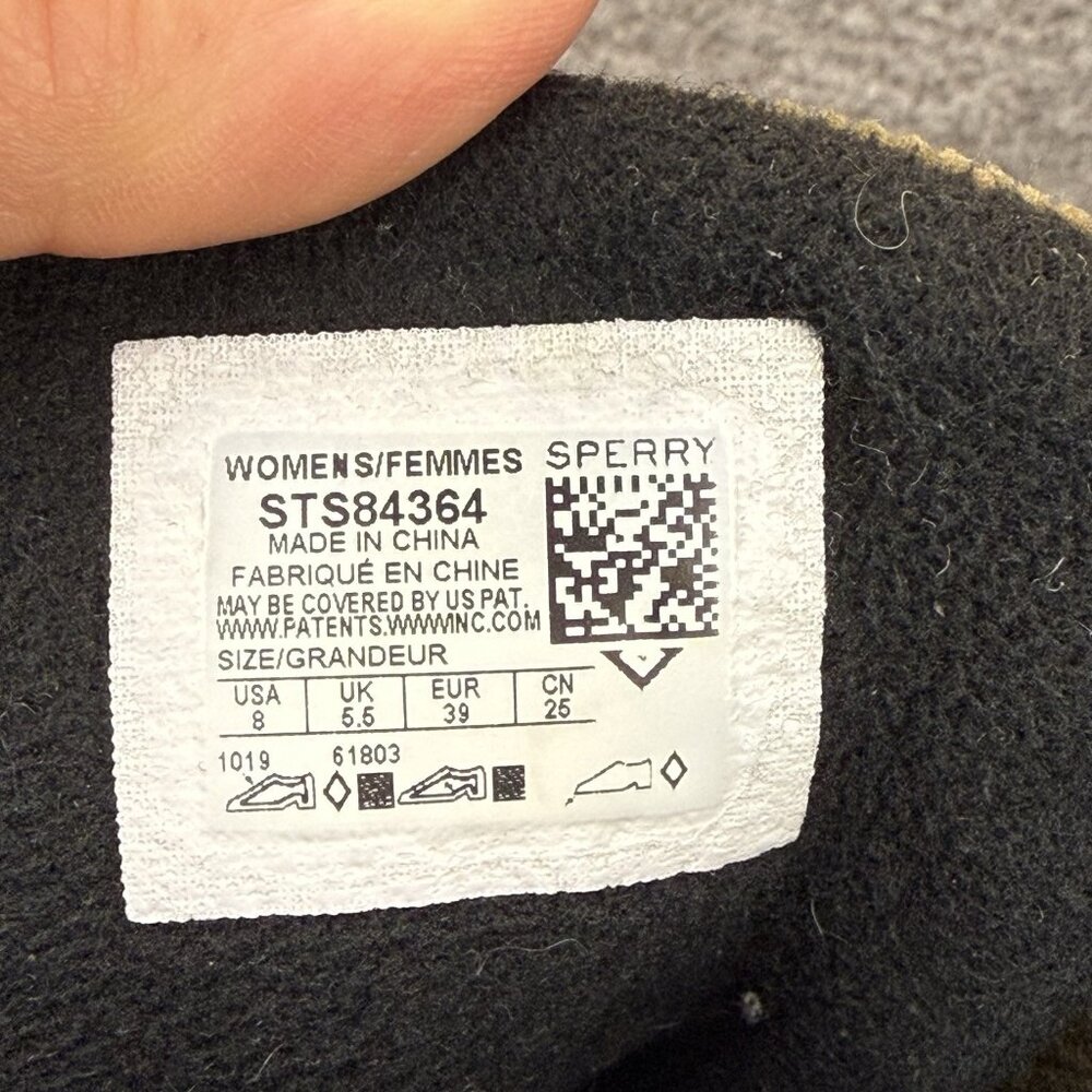 ✅Sperry Boots Womens 8 Saltwater Tassel Corduroy Duck Boot Olive Black NO INSOLE - Picture 2 of 10